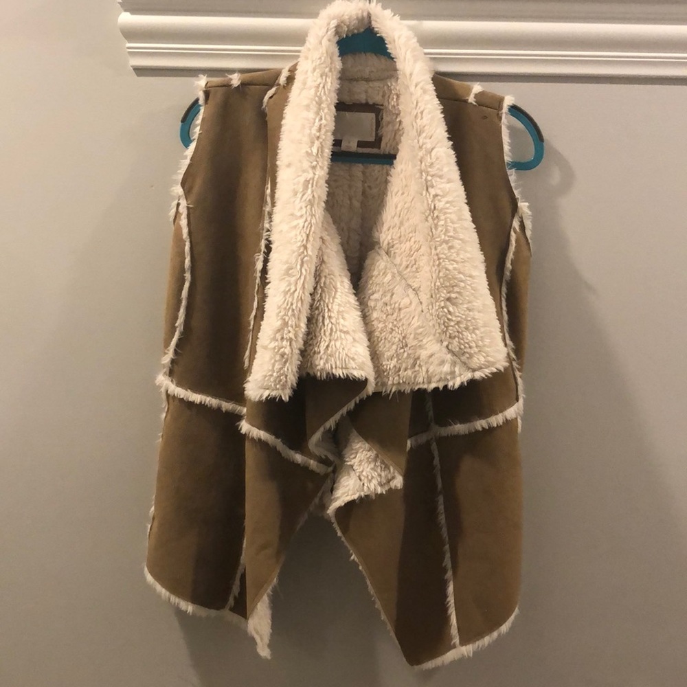 Xhileration Vest Boho Chic Tan and Cream, Size S